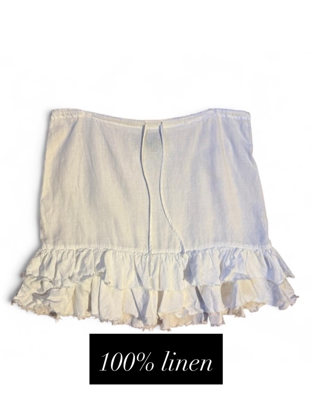 White Ruffled Linen Mini Skirt Lightweight Breezy Vintage Juicy Couture Medium